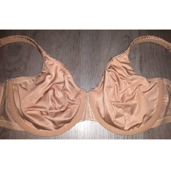 Cacique Unlined Full Coverage Bra Plus Size 42D Beige Tan Light Brown Lace - Picture 4 of 6